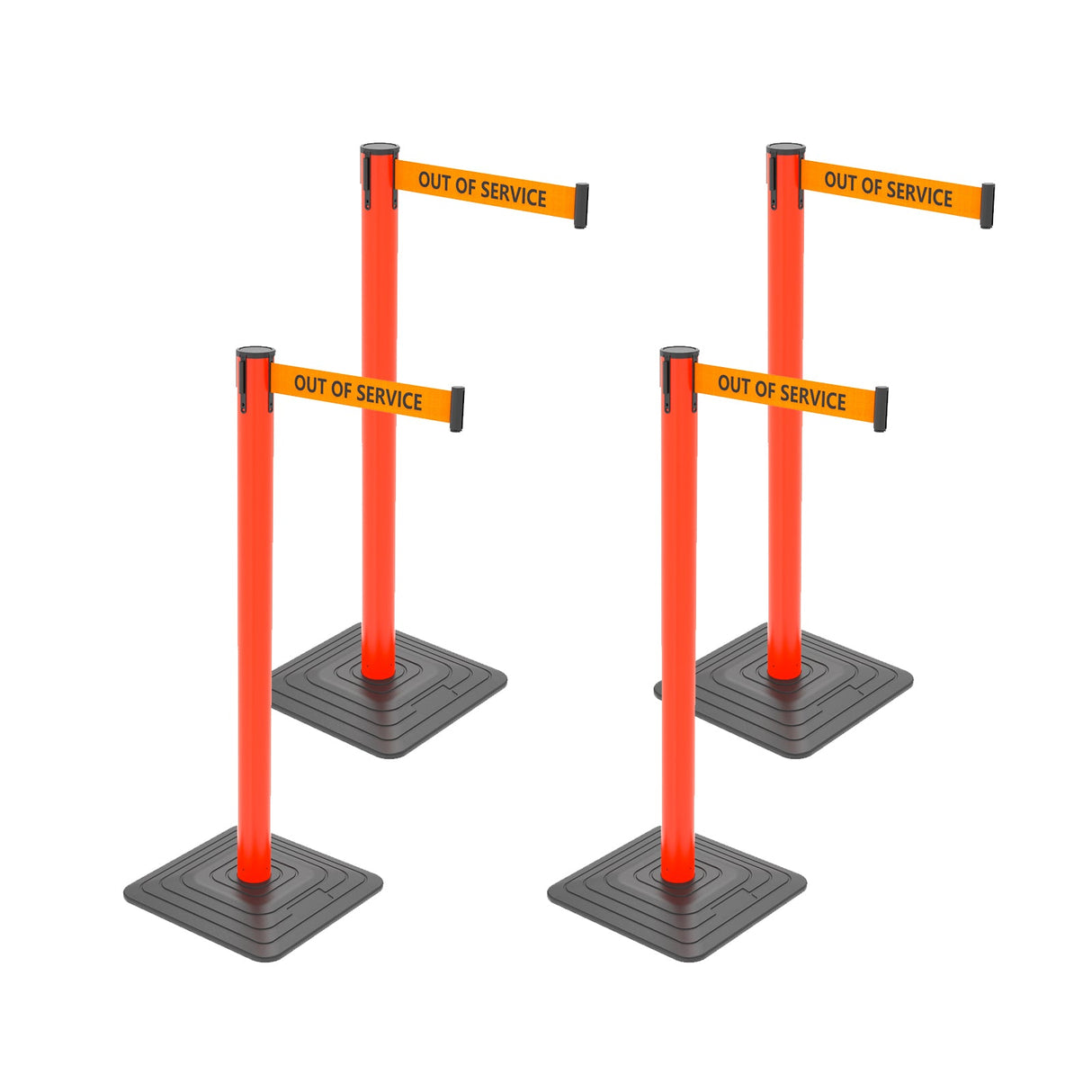 4-Pack 10ft Retractable Belt Barriers with "Caution - Do - View 38 | Besea Cone