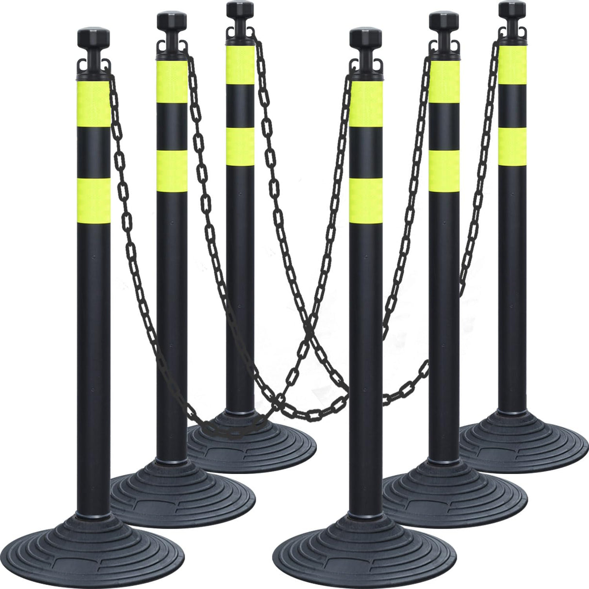 6-Pack Work Zone Safety Chain Post Set - High Visibility - Main Product Image | Besea Cone