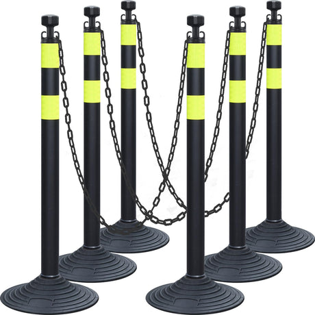 6-Pack Work Zone Safety Chain Post Set - High Visibility - Main Product Image | Besea Cone