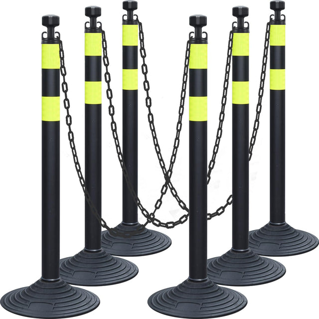 6-Pack Work Zone Safety Chain Post Set - High Visibility - Main Product Image | Besea Cone