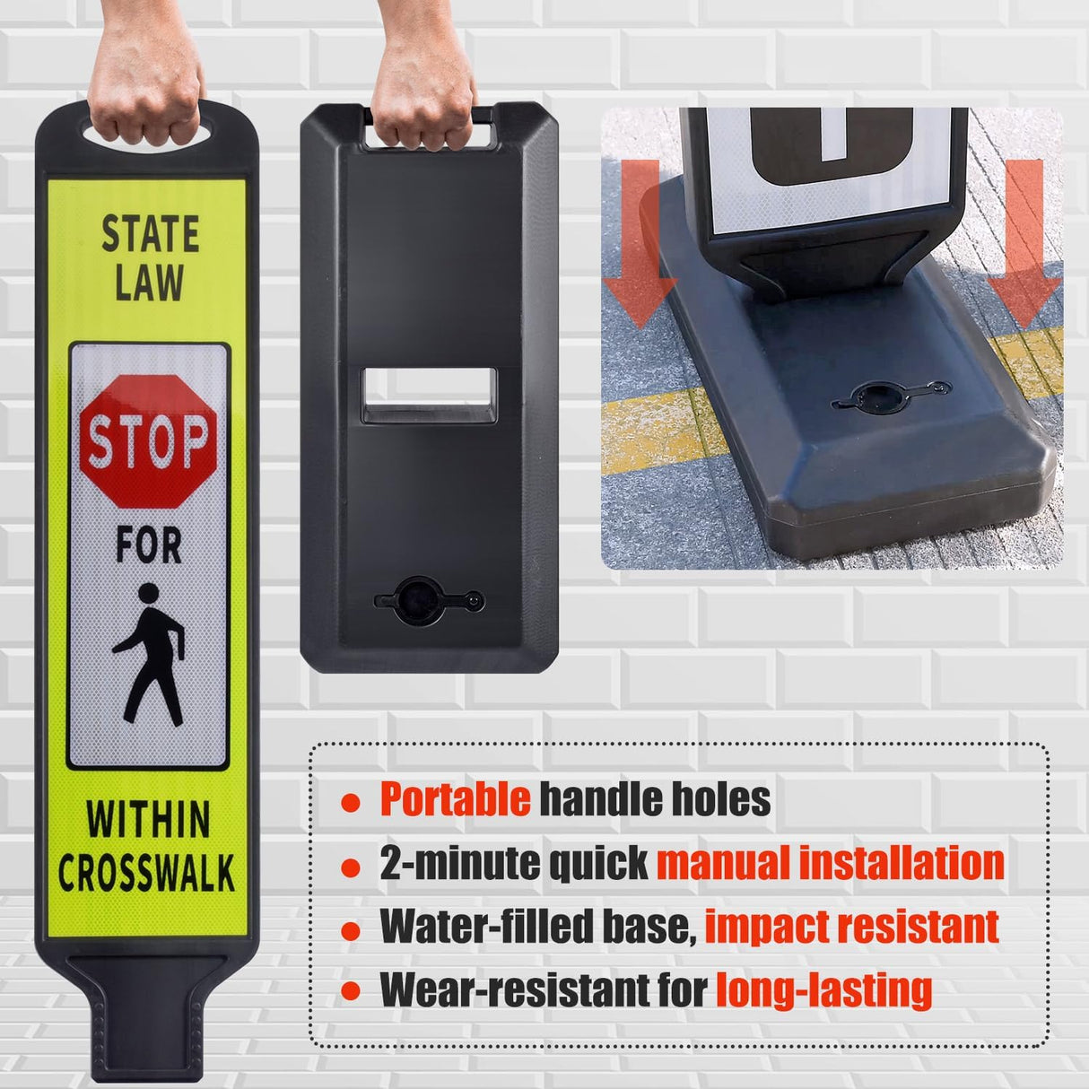 VILBLE 2-Pack 110 CM Double-Sided Reflective Safety Signs - Close-Up | Besea Cone