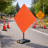 58 CM Portable Roll-Up Sign Stand with Weighted Rubber Base - Installation | Besea Cone