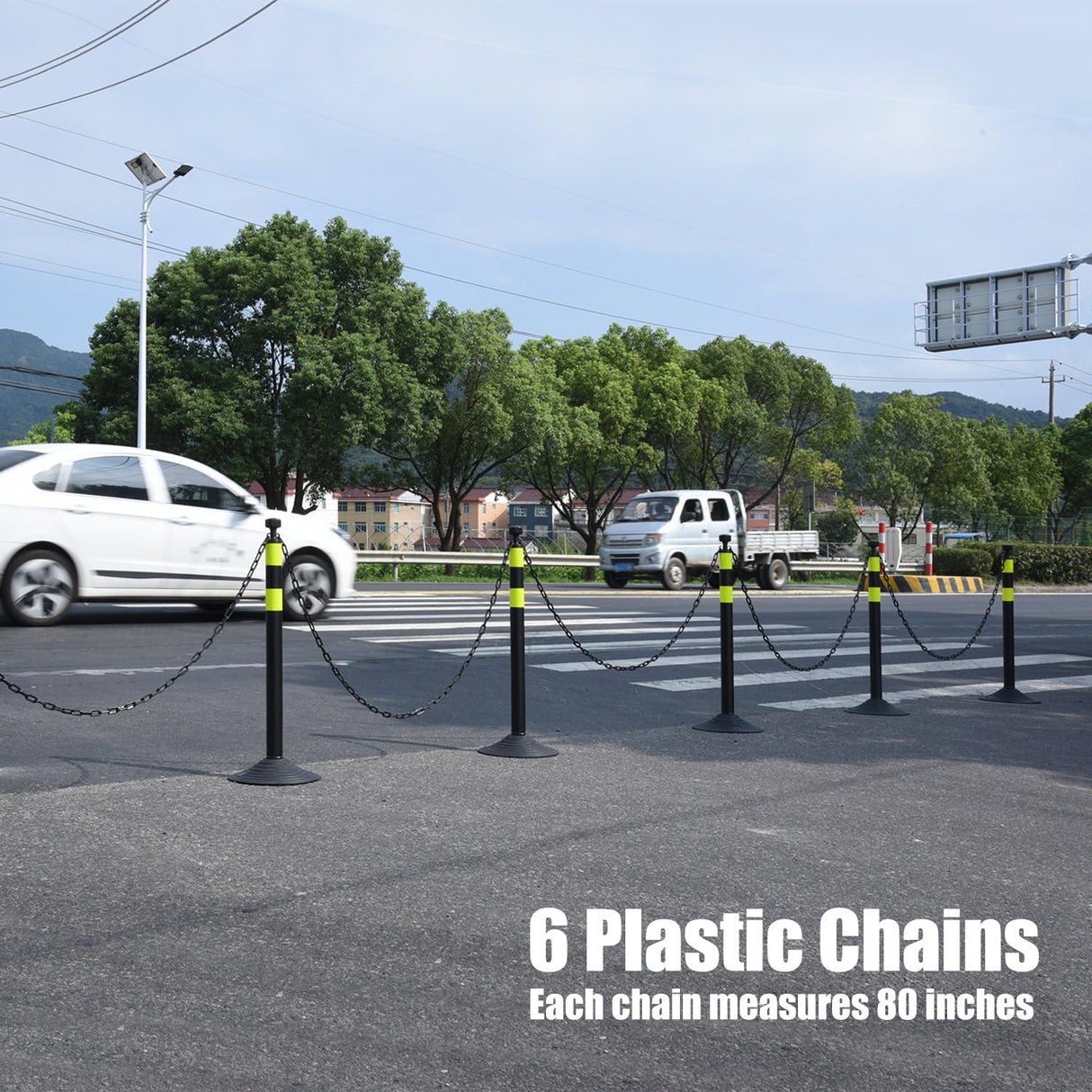 6-Pack Work Zone Safety Chain Post Set - High Visibility - Detail | Besea Cone