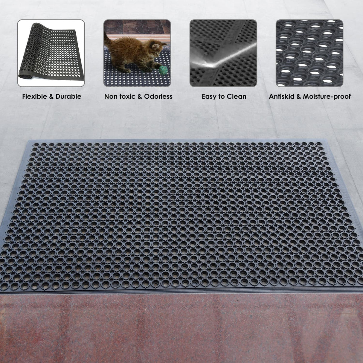 Rubber Anti-Slip Mat with Holes for Doorway Kitchen - In Use | Oranlite Europe
