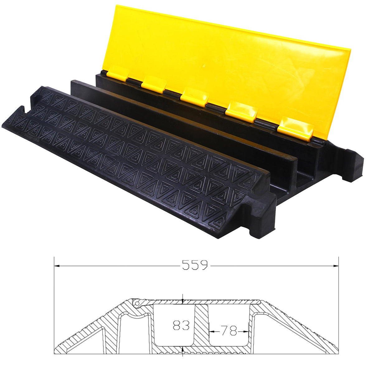 2,3,5-Channel Rubber Cable Protector Ramp with Extra Anti - View 15 | Besea Cone