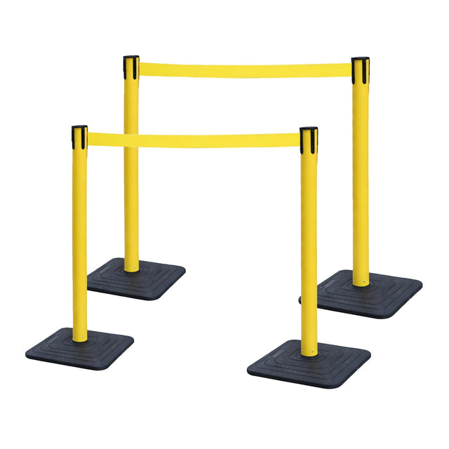 4-Pack 10ft Retractable Belt Barriers with "Caution - Do - Main Product Image | Besea Cone