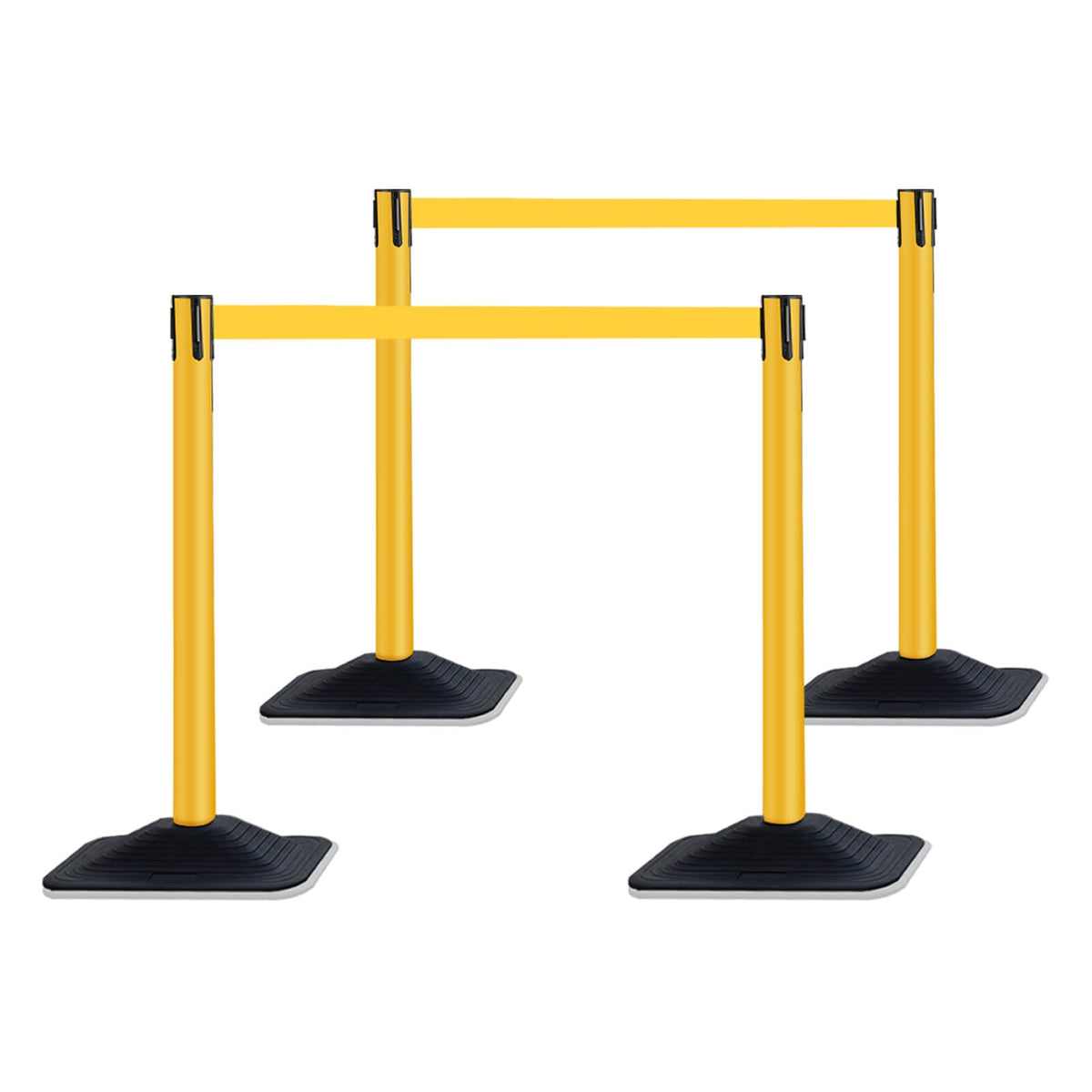 Plastic Retractable Stanchion with 10 ft Black Belt - in use on site