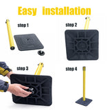 4-Pack 10ft Retractable Belt Barriers with "Caution - Do - Side View | Besea Cone