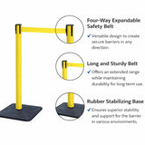 4-Pack 10ft Retractable Belt Barriers with "Caution - Do - Top View | Besea Cone