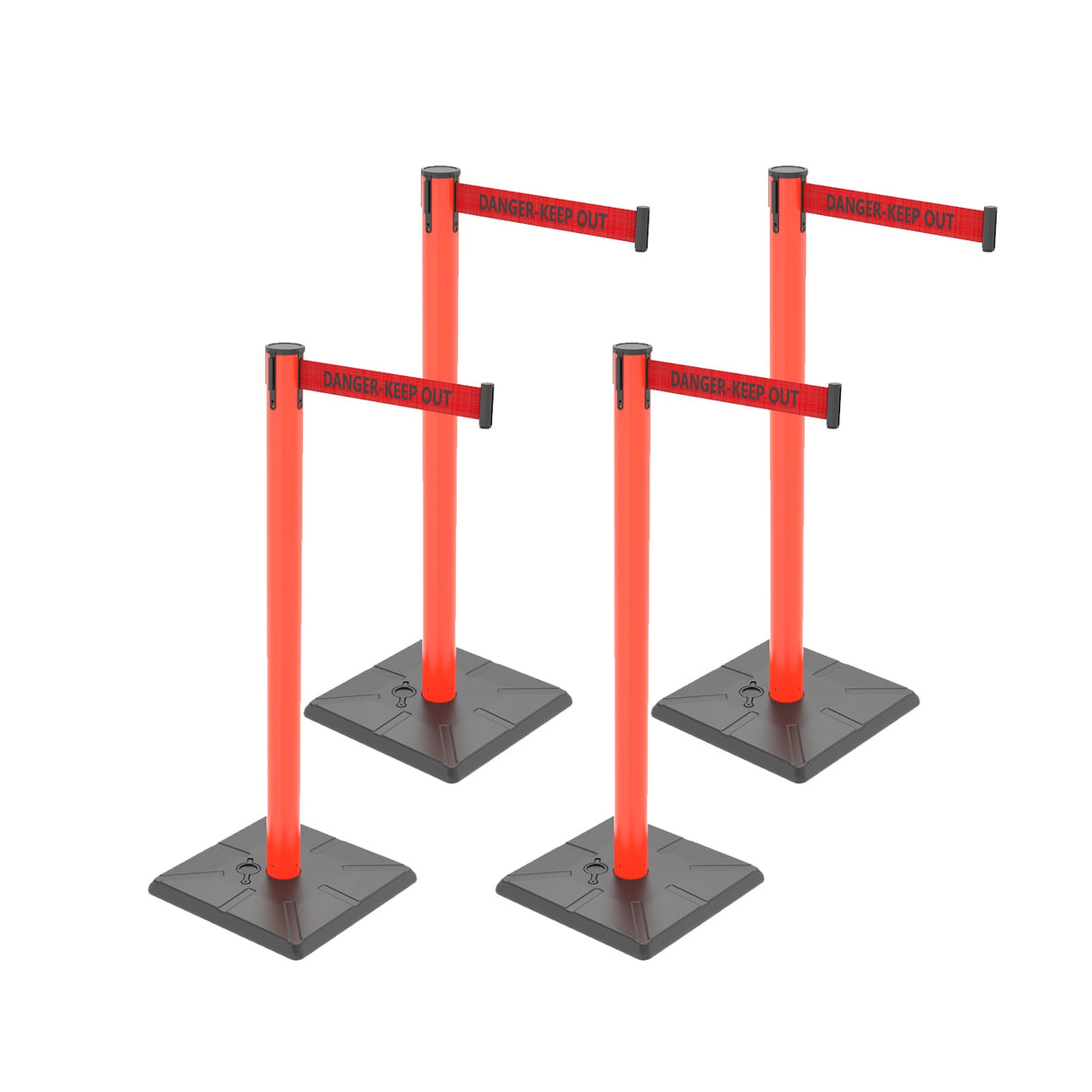 4-Pack 10ft Retractable Belt Barriers with "Caution - Do - View 70 | Besea Cone