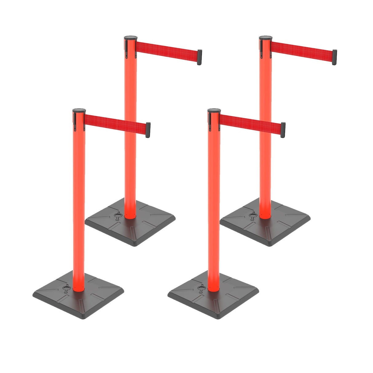 4-Pack 10ft Retractable Belt Barriers with "Caution - Do - View 65 | Besea Cone
