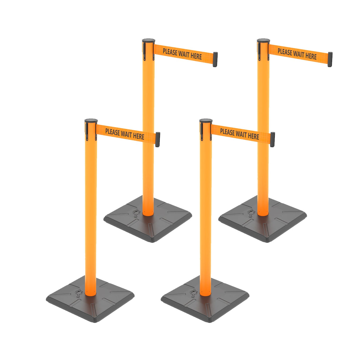 4-Pack 10ft Retractable Belt Barriers with "Caution - Do - View 60 | Besea Cone