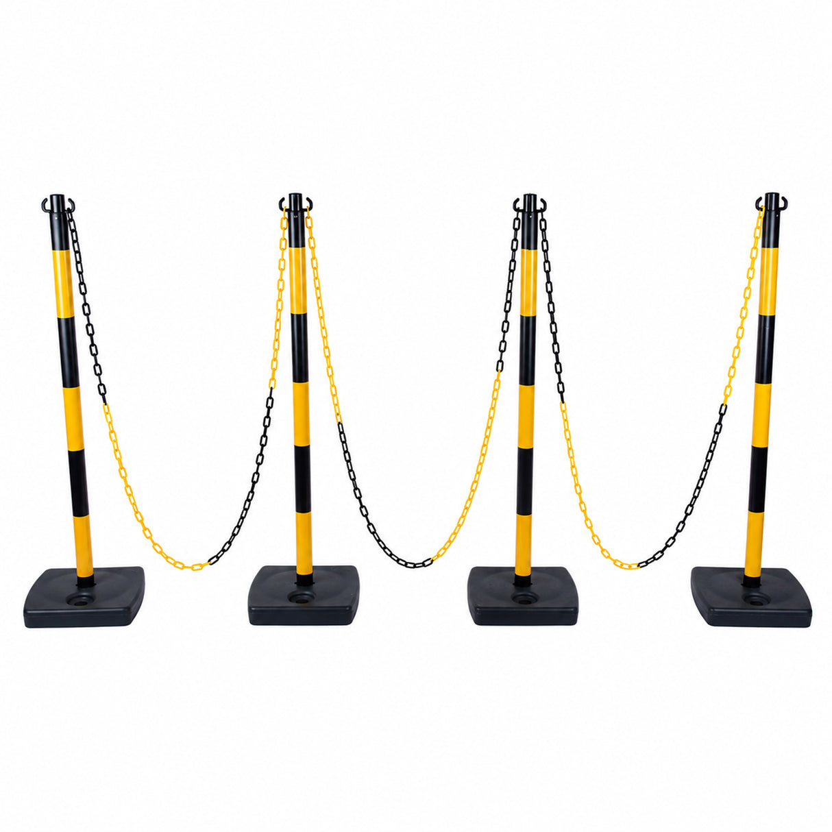 4 pcs Delineator Post Set with Rubber Base and Chain