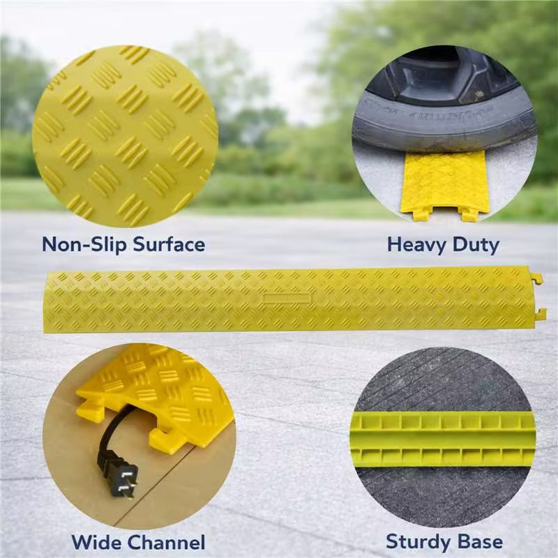 2PACK Black/Yellow Drop Over Cable Ramp Protective Cover - - Installation | Besea Cone