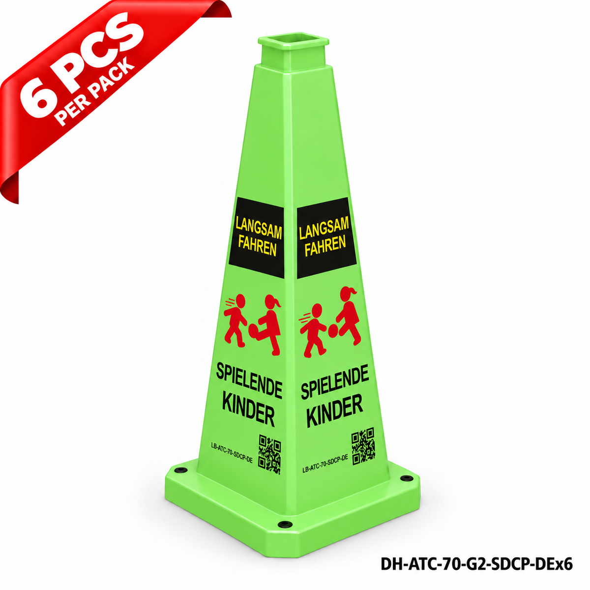 DH-ATC-70-G2-SDCP-DEx6 | Green | DE-Deutsch | SLOW DOWN CHILDREN PLAYING | 6 PCS
