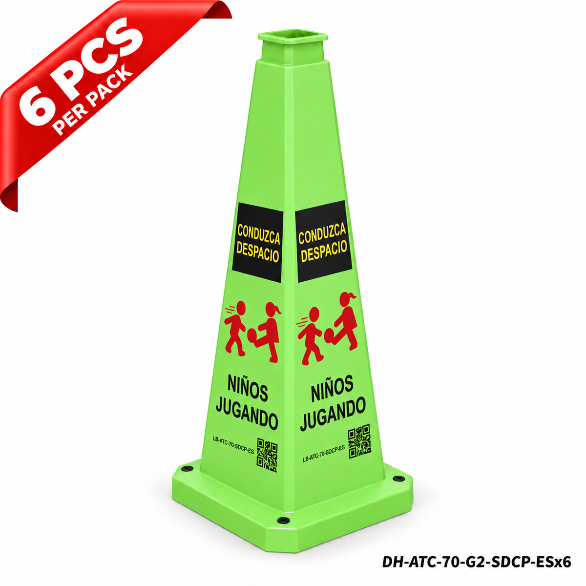 DH-ATC-70-G2-SDCP-ESx6 | Green | ES-Español | SLOW DOWN CHILDREN PLAYING | 6 PCS