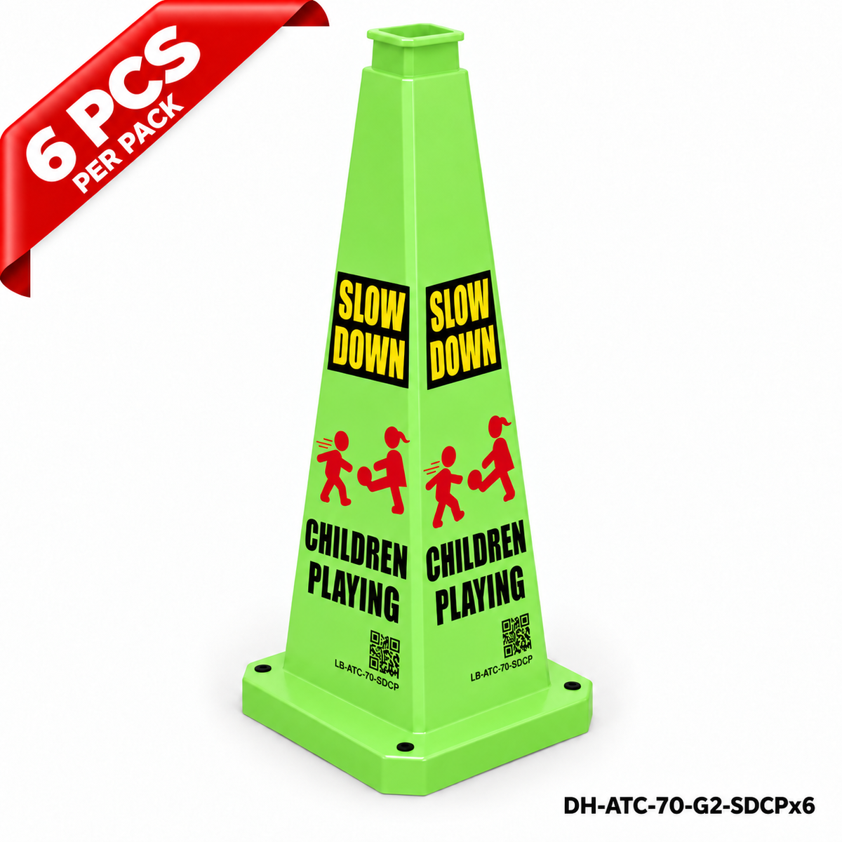 DH-ATC-70-G2-SDCPx6 | Green | English | SLOW DOWN CHILDREN PLAYING | 6 PCS