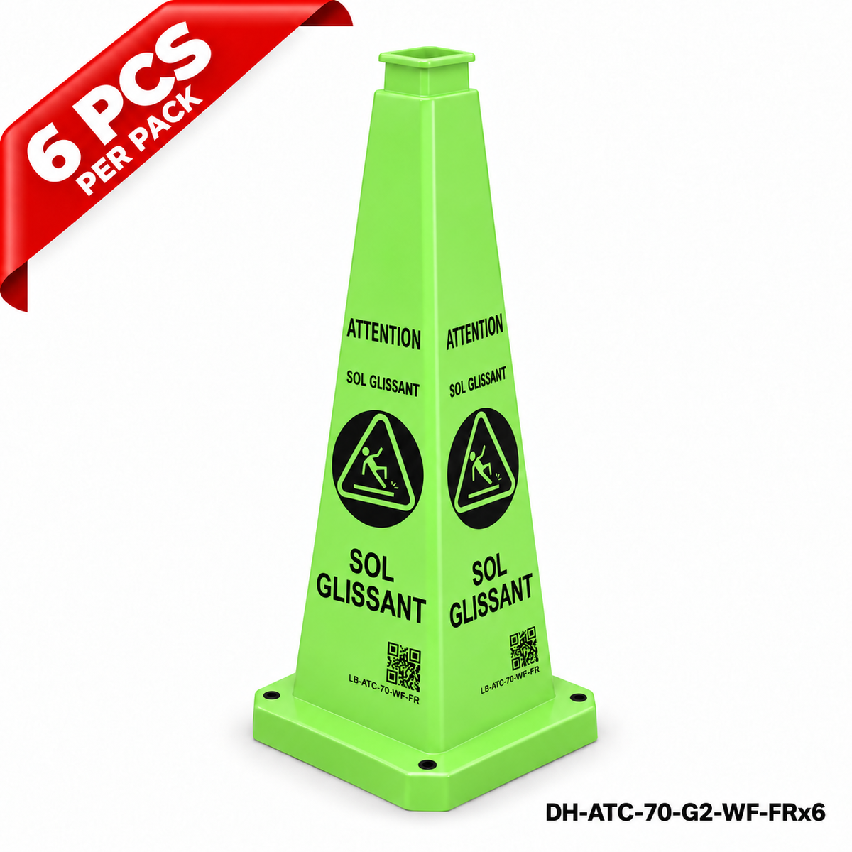 DH-ATC-70-G2-WF-FRx6 | Green | FR-Français | WET FLOOR | 6 PCS