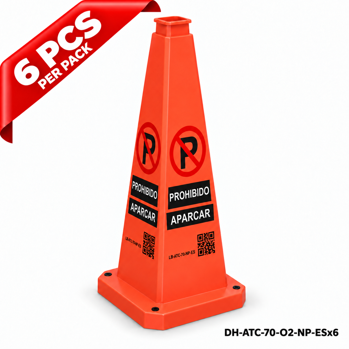 DH-ATC-70-O2-NP-ESx6 | Orange | ES-Español | NO PARKING | 6 PCS