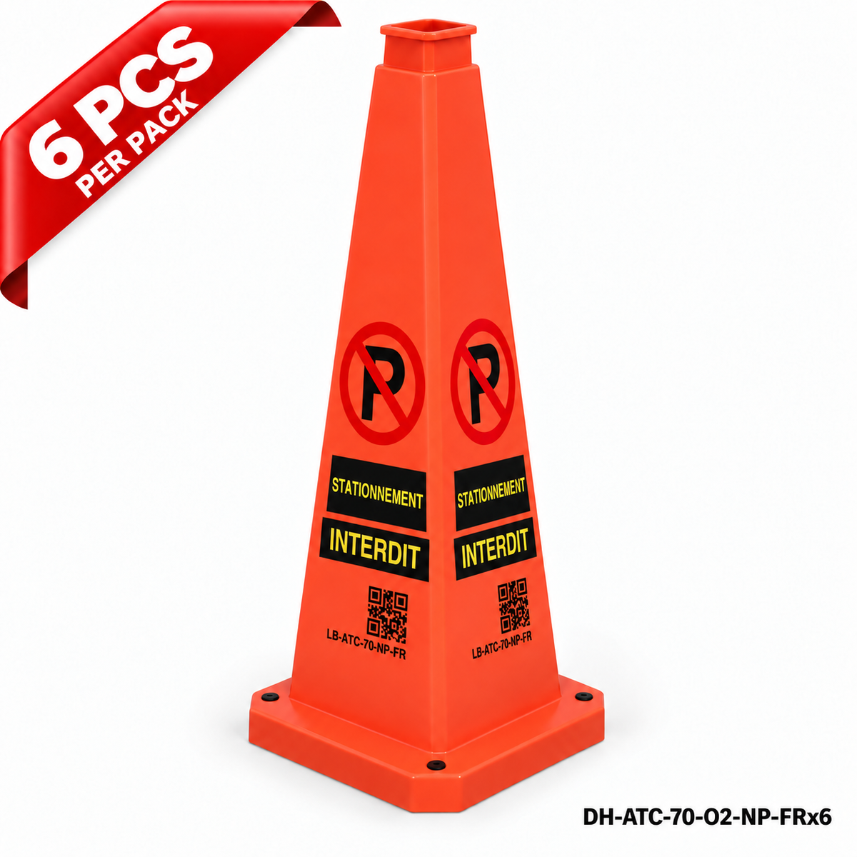 DH-ATC-70-O2-NP-FRx6 | Orange | FR-Français | NO PARKING | 6 PCS
