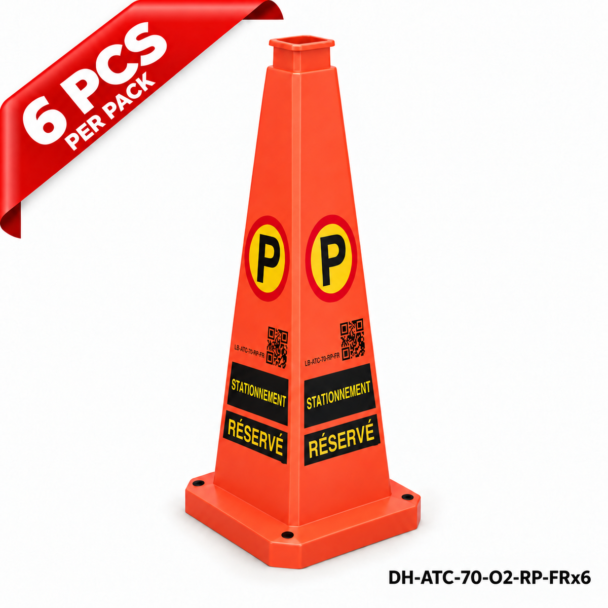 DH-ATC-70-O2-RP-FRx6 | Orange | FR-Français | RESERVED PARKING | 6 PCS