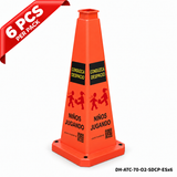 DH-ATC-70-O2-SDCP-ESx6 | Orange | ES-Español | SLOW DOWN CHILDREN PLAYING | 6 PCS