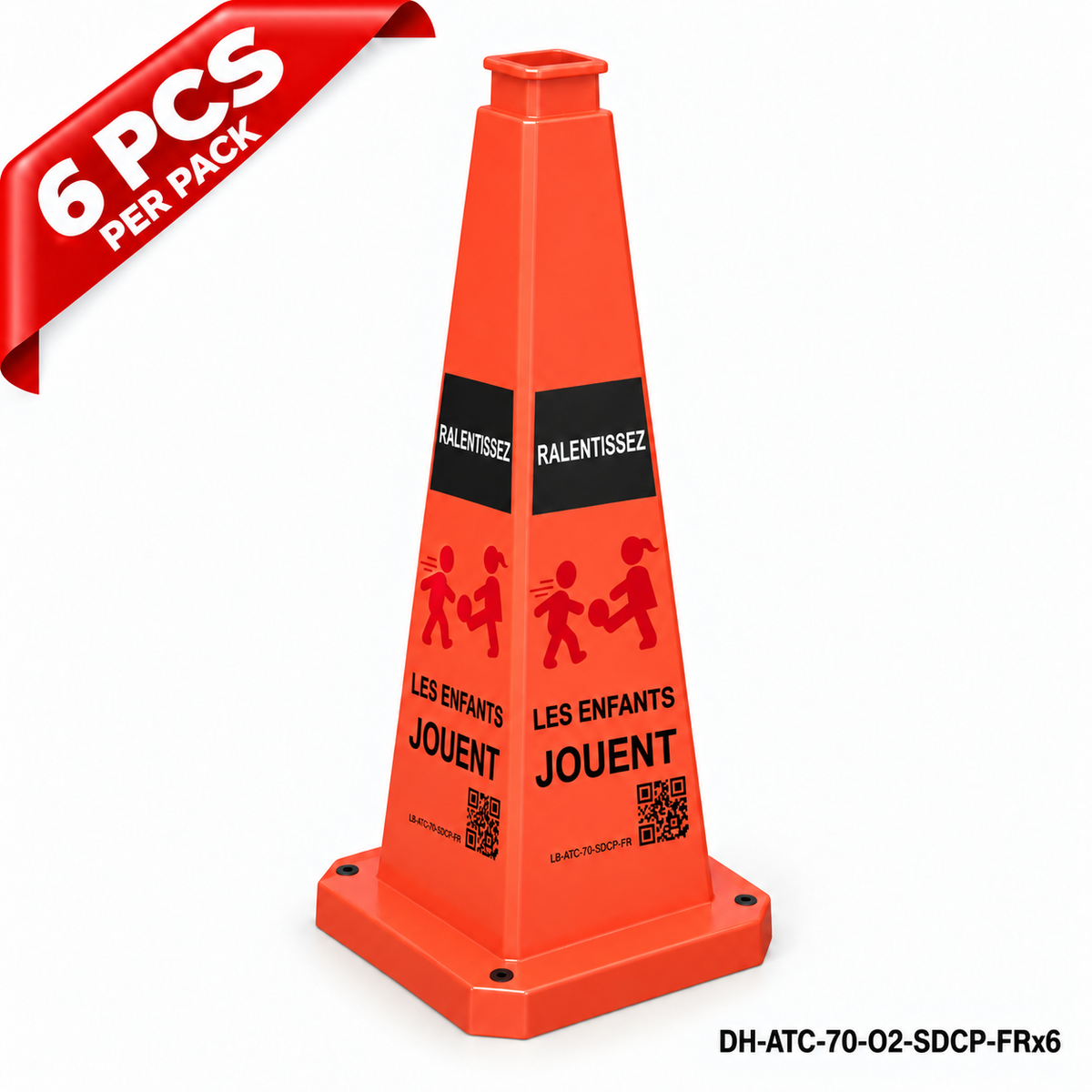 DH-ATC-70-O2-SDCP-FRx6 | Orange | FR-Français | SLOW DOWN CHILDREN PLAYING | 6 PCS