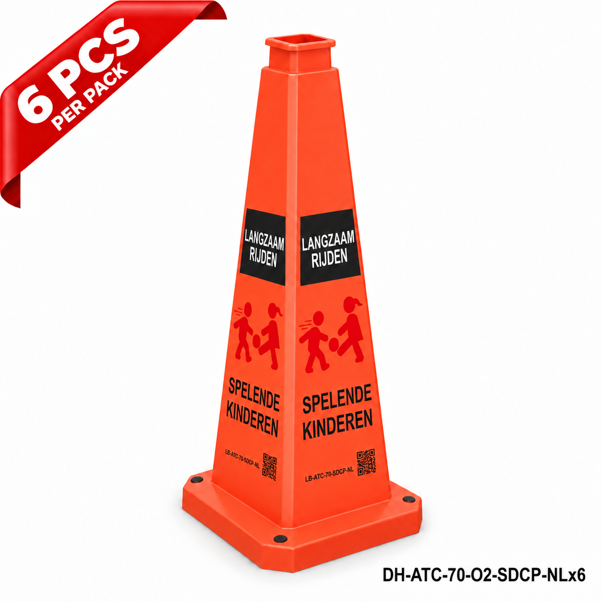 DH-ATC-70-O2-SDCP-NLx6 | Orange | NL-Dutch | SLOW DOWN CHILDREN PLAYING | 6 PCS