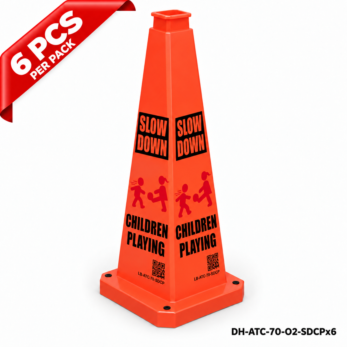 DH-ATC-70-O2-SDCPx6 | Orange | English | SLOW DOWN CHILDREN PLAYING | 6 PCS