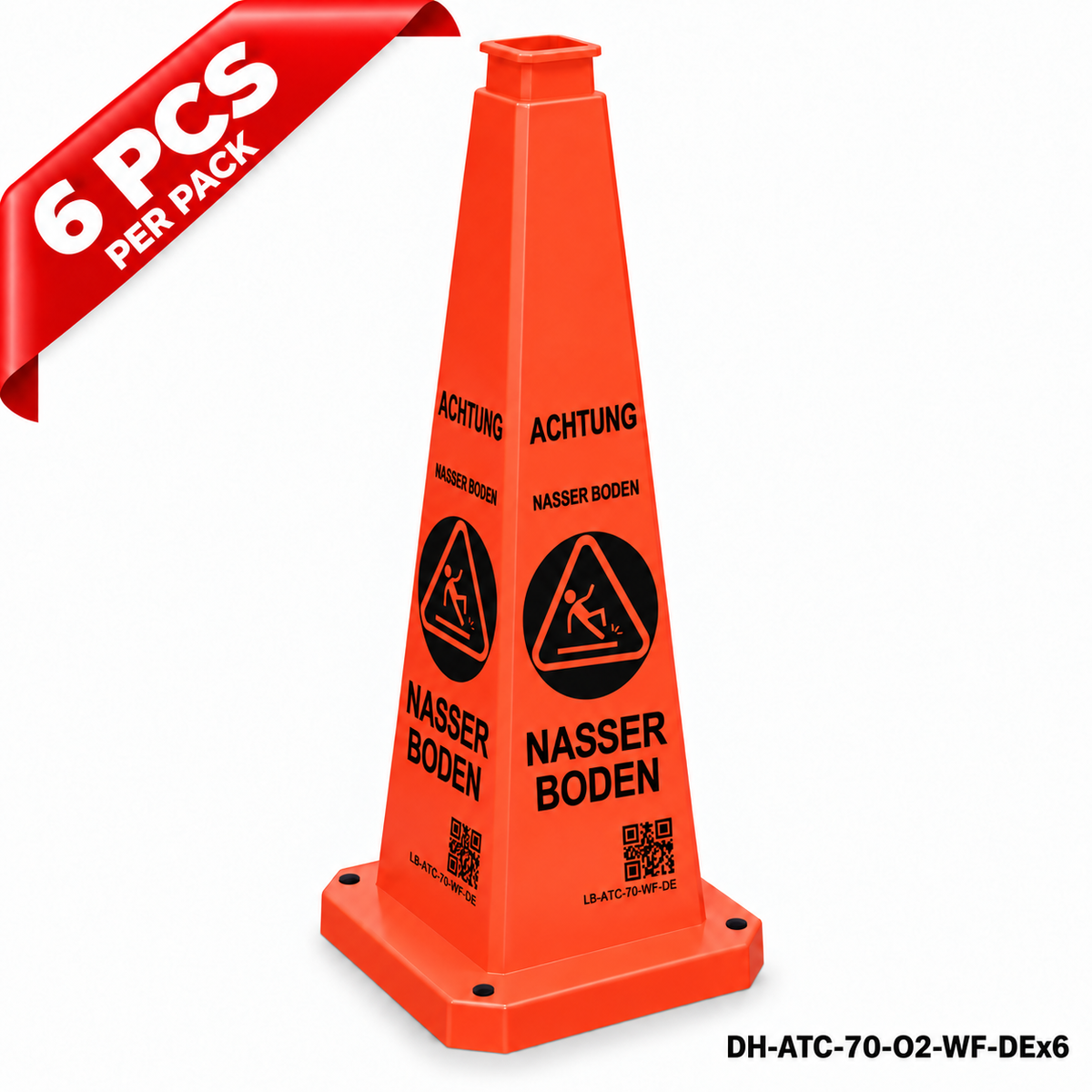DH-ATC-70-O2-WF-DEx6 | Orange | DE-Deutsch | WET FLOOR | 6 PCS