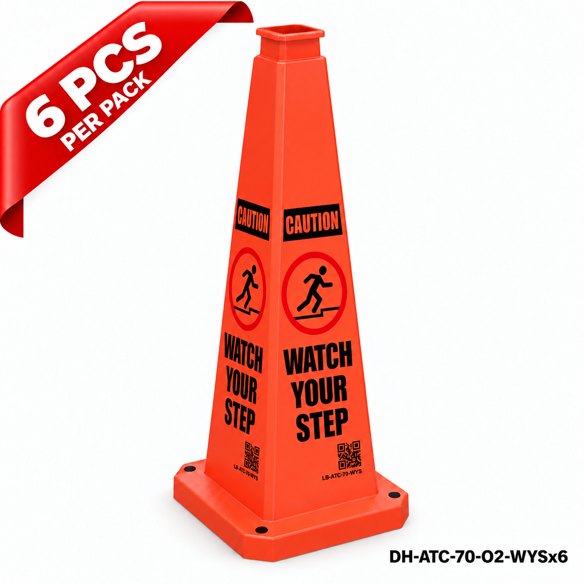 DH-ATC-70-O2-WYSx6 | Orange | English | WATCH YOUR STEP | 6 PCS