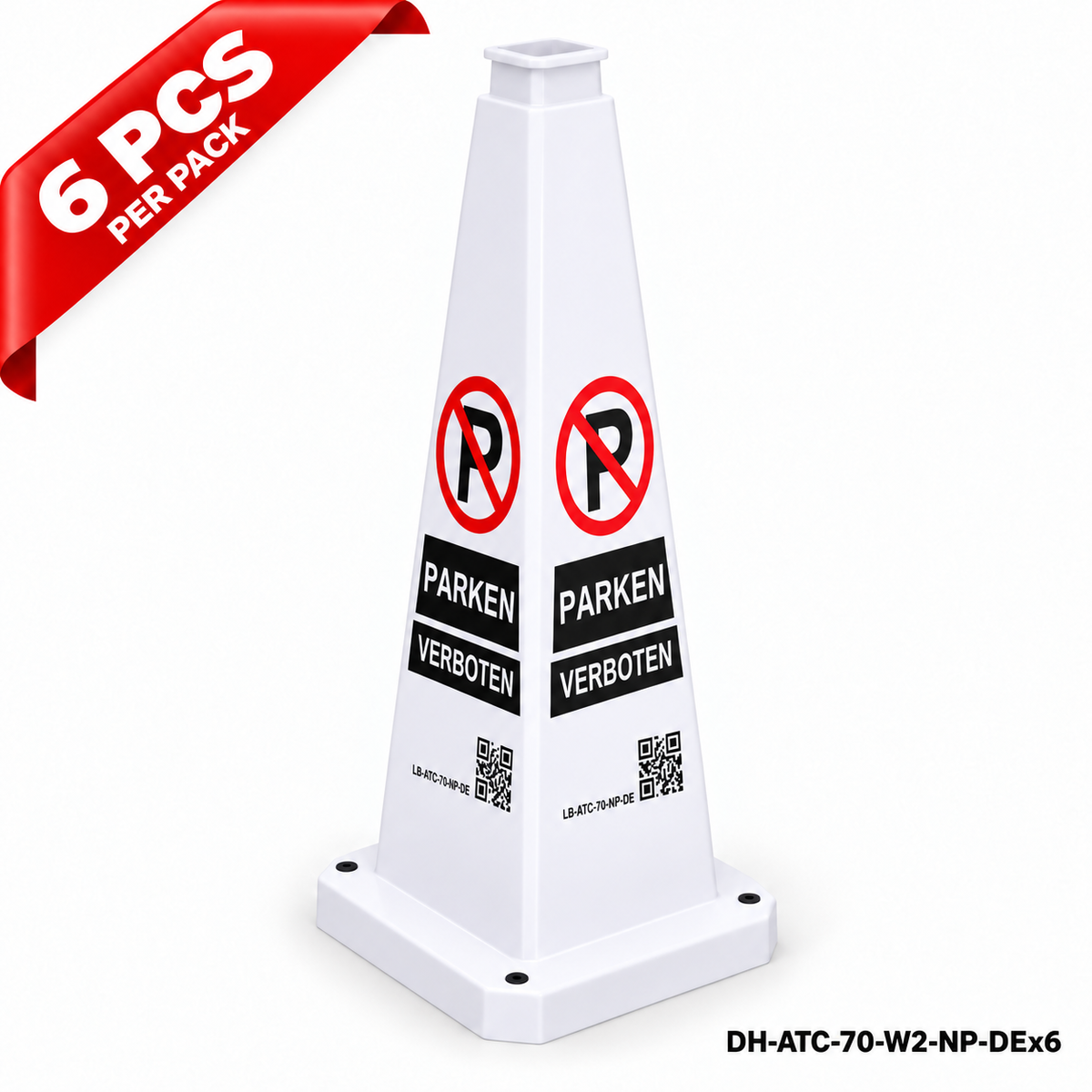 DH-ATC-70-W2-NP-DEx6 | White | DE-Deutsch | NO PARKING | 6 PCS