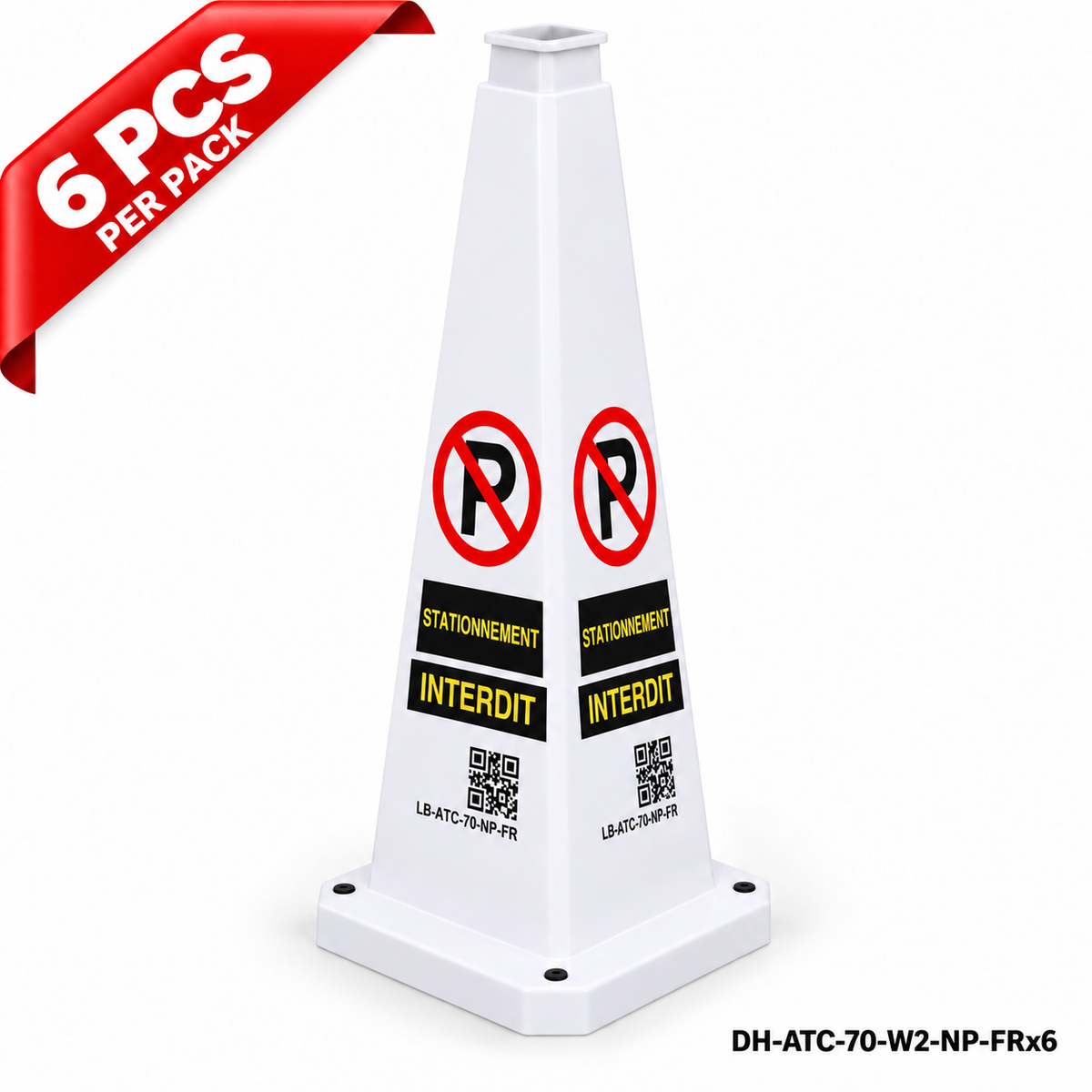 DH-ATC-70-W2-NP-FRx6 | White | FR-Français | NO PARKING | 6 PCS