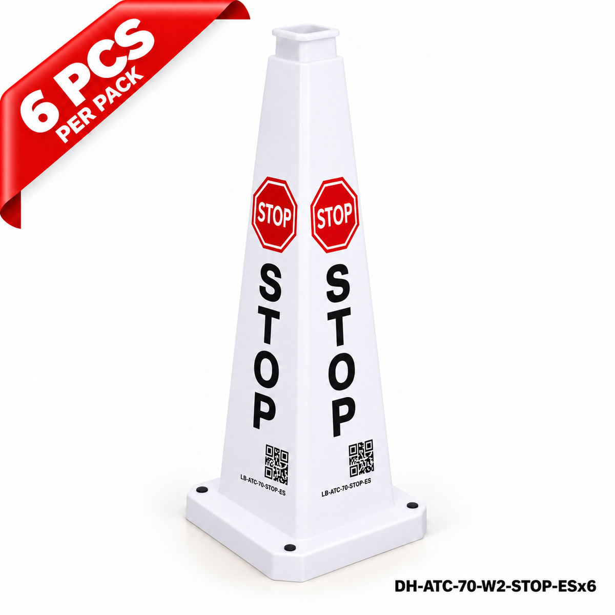 DH-ATC-70-W2-STOP-ESx6 | White | ES-Español | STOP | 6 PCS