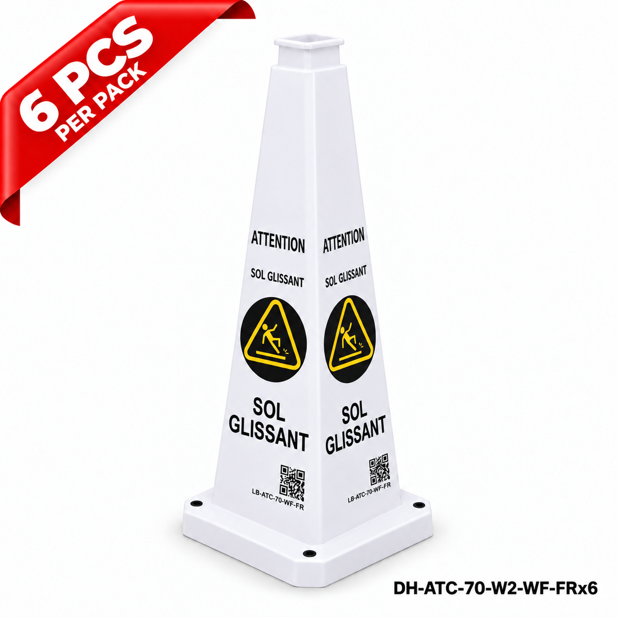 DH-ATC-70-W2-WF-FRx6 | White | FR-Français | WET FLOOR | 6 PCS