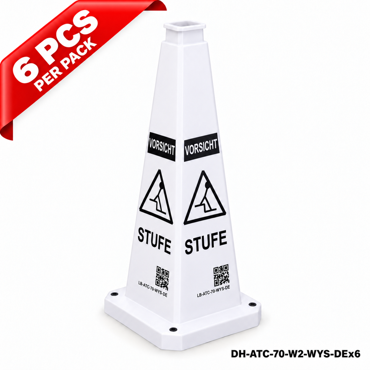 DH-ATC-70-W2-WYS-DEx6 | White | DE-Deutsch | WATCH YOUR STEP | 6 PCS