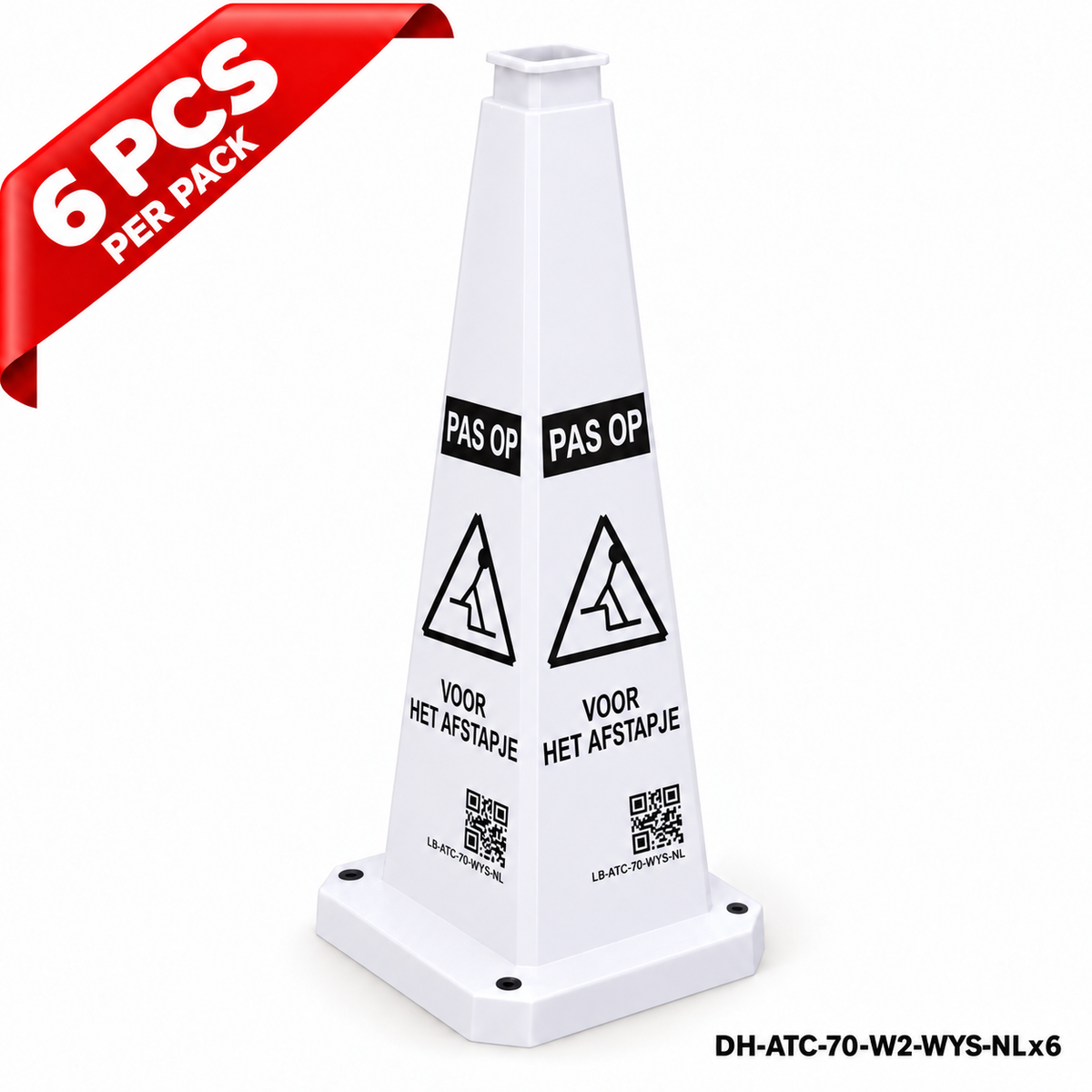 DH-ATC-70-W2-WYS-NLx6 | White | NL-Dutch | WATCH YOUR STEP | 6 PCS