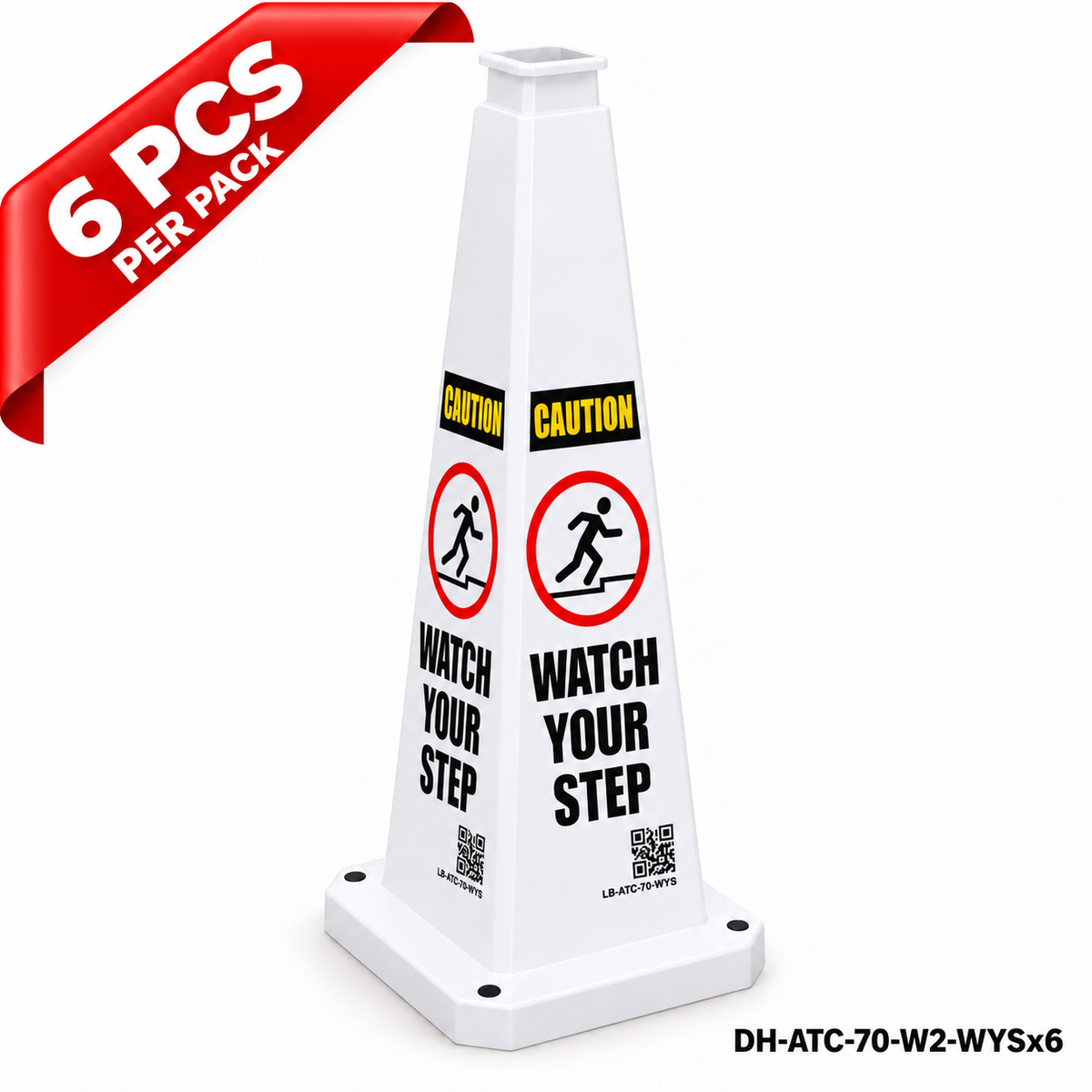 DH-ATC-70-W2-WYSx6 | White | English | WATCH YOUR STEP | 6 PCS