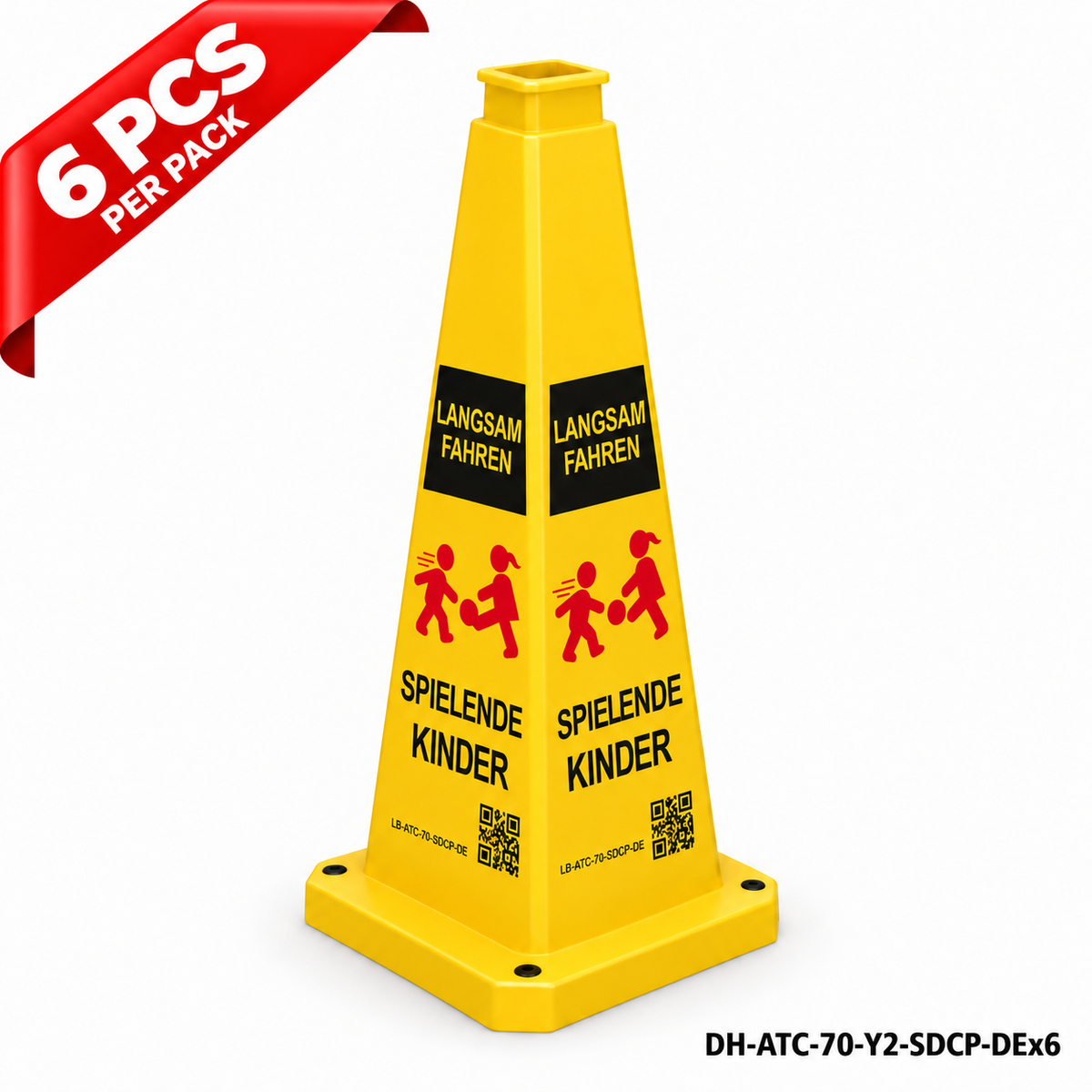 DH-ATC-70-Y2-SDCP-DEx6 | Yellow | DE-Deutsch | SLOW DOWN CHILDREN PLAYING | 6 PCS
