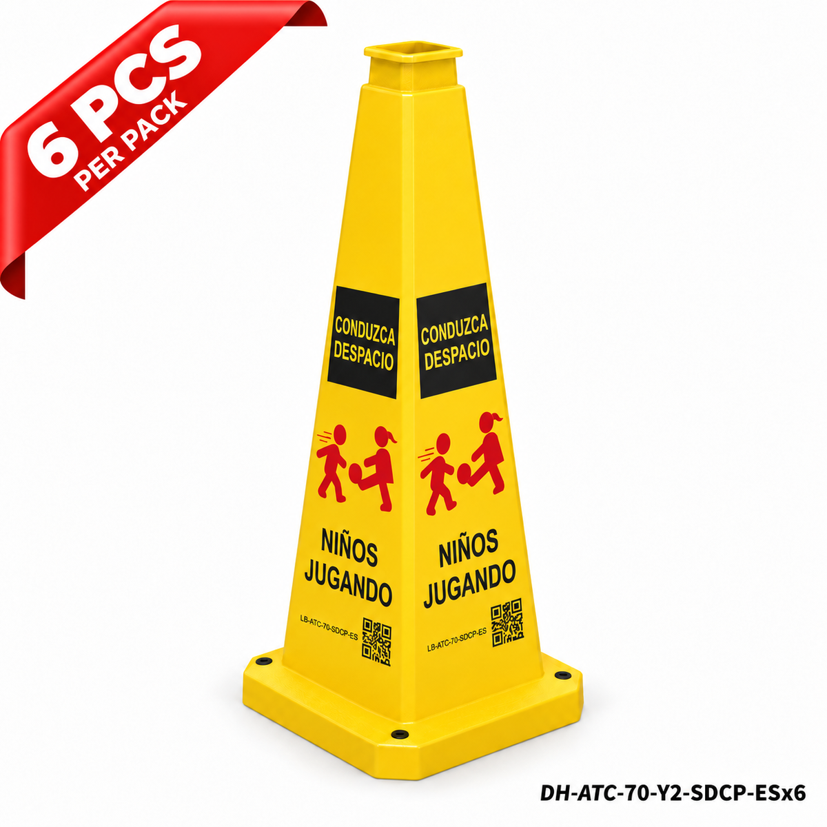 DH-ATC-70-Y2-SDCP-ESx6 | Yellow | ES-Español | SLOW DOWN CHILDREN PLAYING | 6 PCS