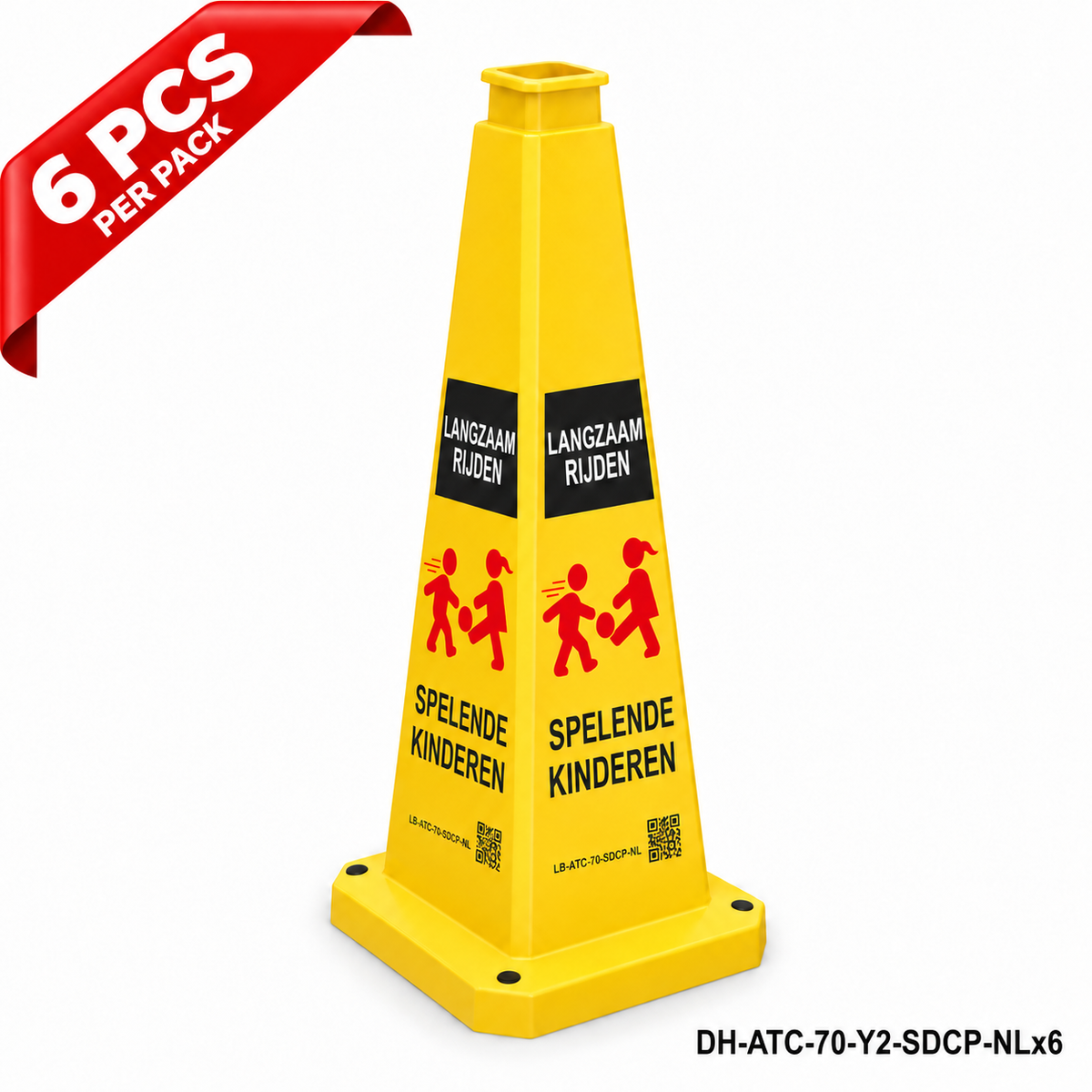 DH-ATC-70-Y2-SDCP-NLx6 | Yellow | NL-Dutch | SLOW DOWN CHILDREN PLAYING | 6 PCS