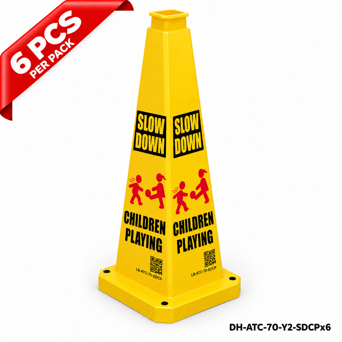 DH-ATC-70-Y2-SDCPx6 | Yellow | English | SLOW DOWN CHILDREN PLAYING | 6 PCS