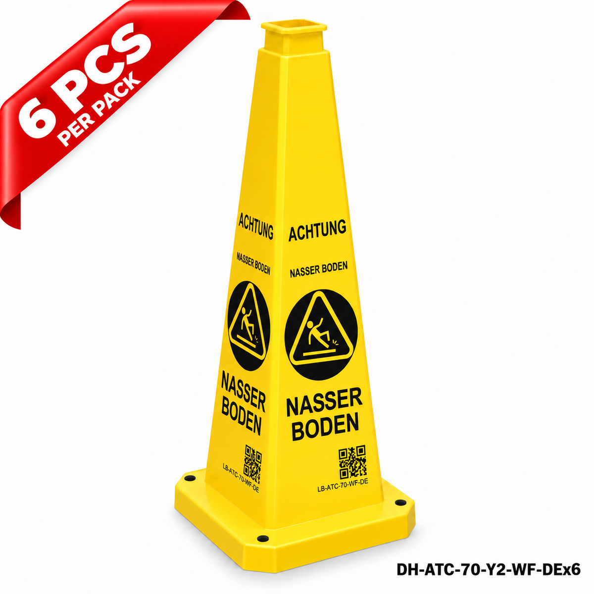 DH-ATC-70-Y2-WF-DEx6 | Yellow | DE-Deutsch | WET FLOOR | 6 PCS