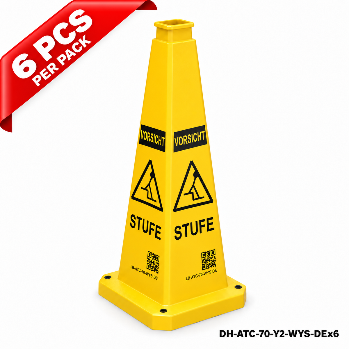 DH-ATC-70-Y2-WYS-DEx6 | Yellow | DE-Deutsch | WATCH YOUR STEP | 6 PCS
