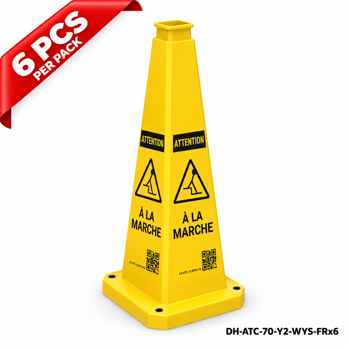 DH-ATC-70-Y2-WYS-FRx6 | Yellow | FR-Français | WATCH YOUR STEP | 6 PCS