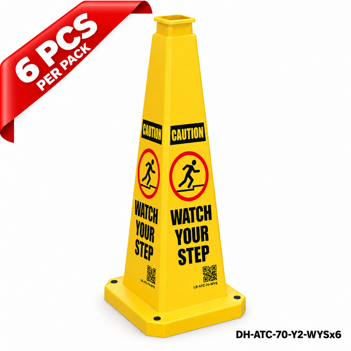 DH-ATC-70-Y2-WYSx6 | Yellow | English | WATCH YOUR STEP | 6 PCS
