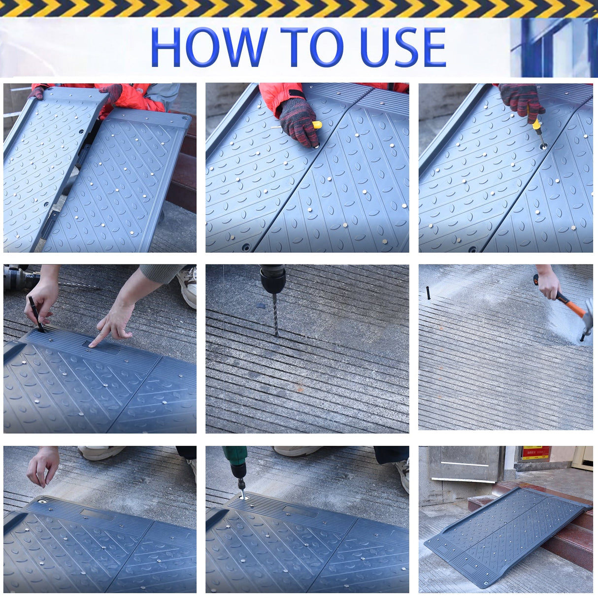 120 CM Wheelchair Ramp Low-Profile Threshold Ramp with - Close-Up | Besea Cone