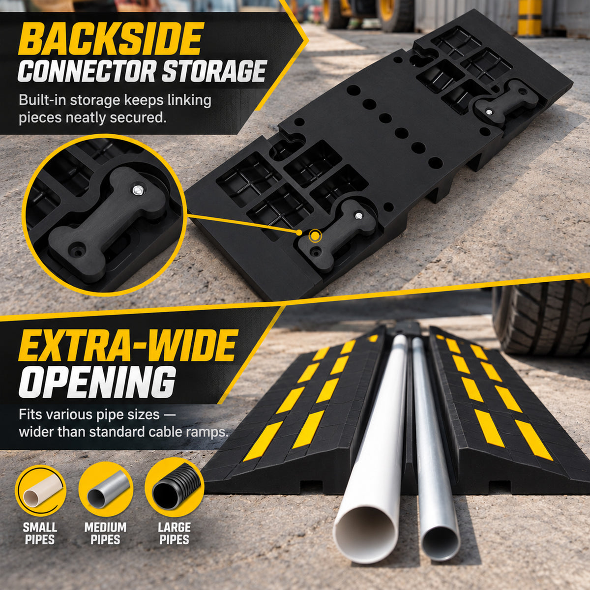 2 PCS 2-Channel Rubber Hose Ramp with Reflective Strips