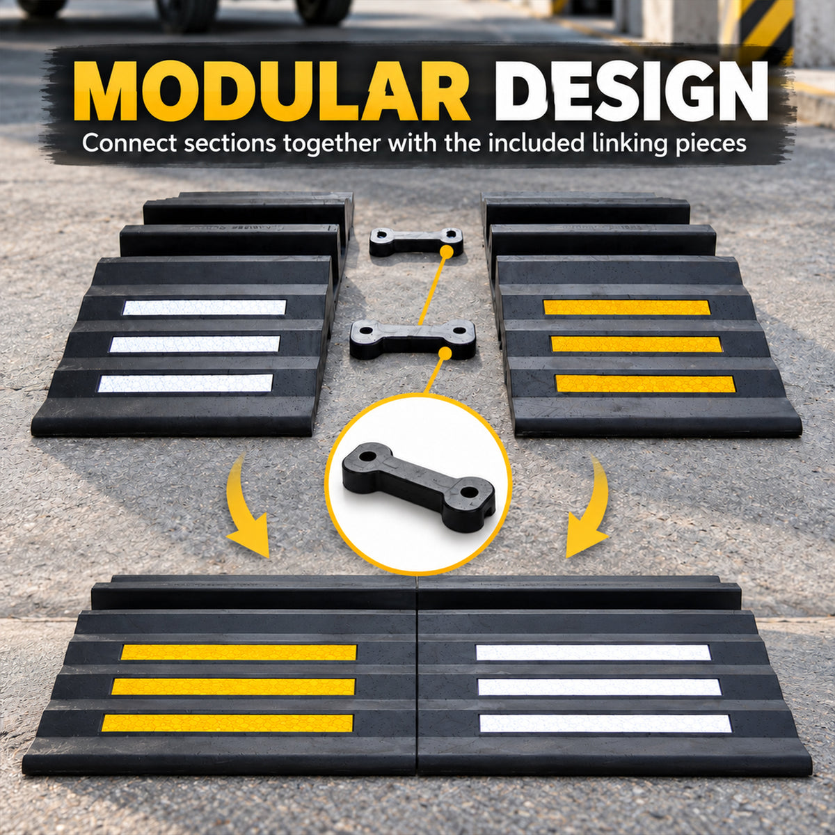 2 PCS 2-Channel Rubber Hose Ramp with Reflective Strips