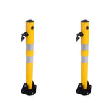 Fold Down Parking Bollard with Lock, Keys and Reflective Strips